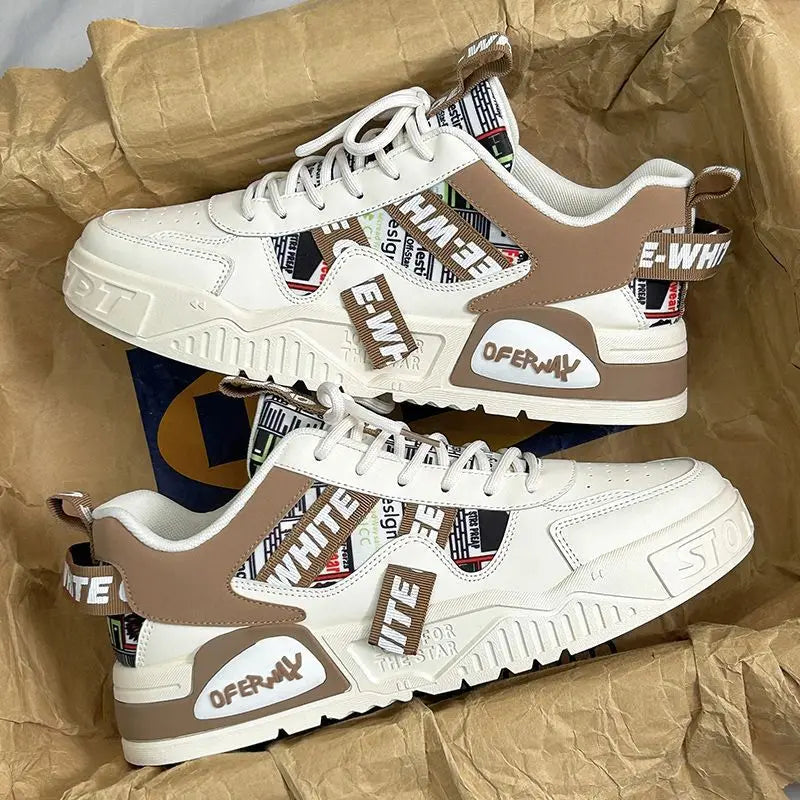 Tênis Masculino Casual Fashion em Couro – Esportivo, Skate & Outdoor