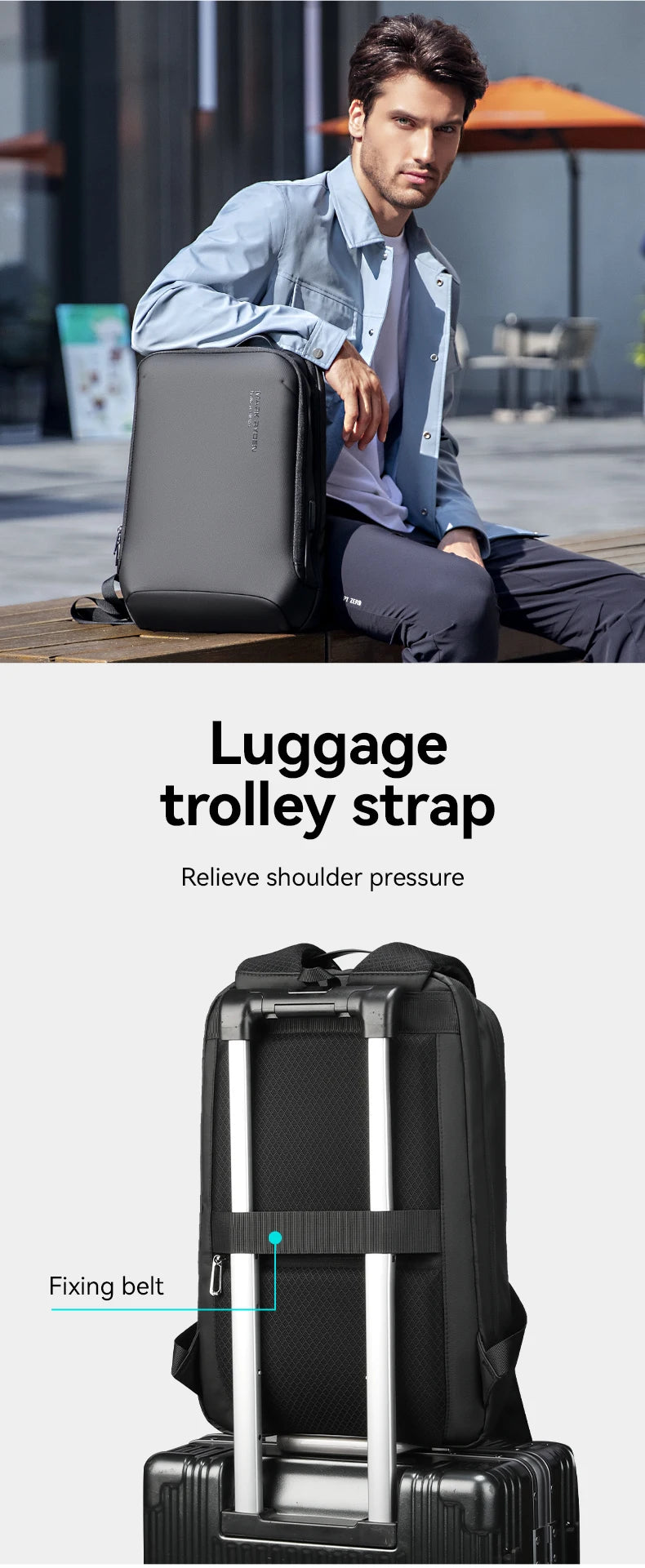 Mochila Slim para Notebook MARK RYDEN – Business Minimalista com Zíper YKK e USB