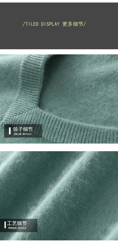 Suéter Masculino 100% Cashmere de Mink com Decote V – Luxo, Conforto e Aquecimento Superior