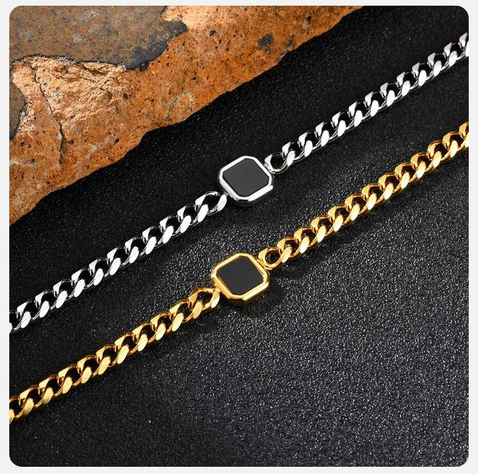 Pulseira Masculina Vnox Ajustável – Aço Inoxidável com Design Hexagonal Polido