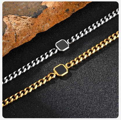 Pulseira Masculina Vnox Ajustável – Aço Inoxidável com Design Hexagonal Polido