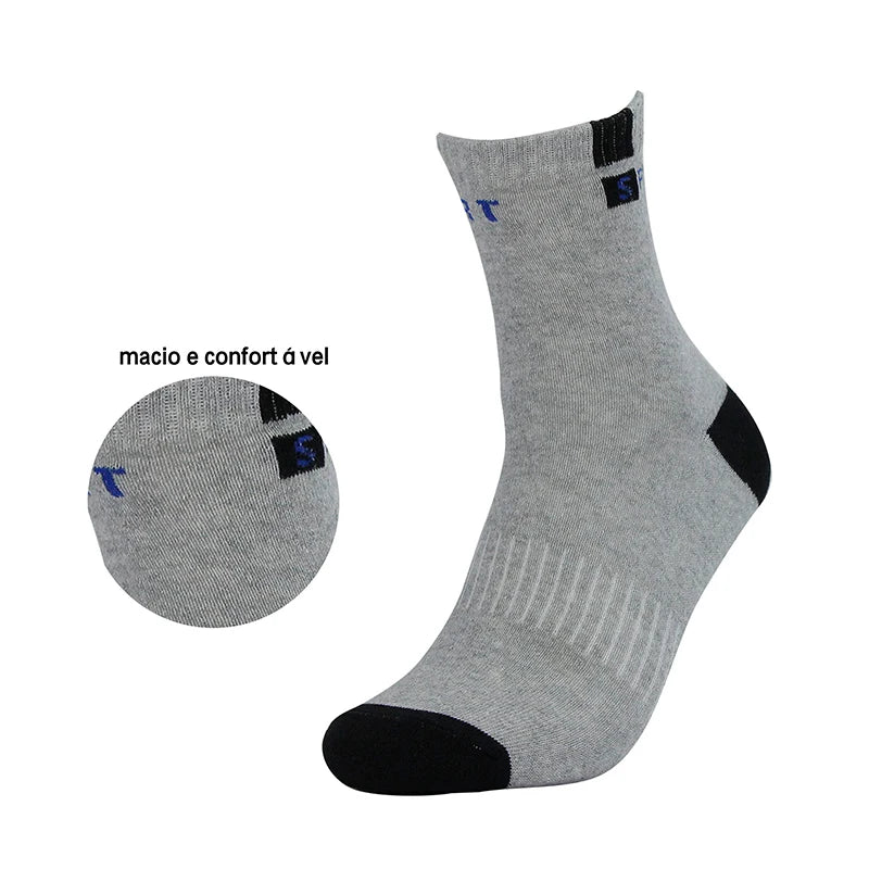 Kit com 12 Pares de Meias Masculinas de Algodão – Conforto, Respirabilidade e Secagem Rápida