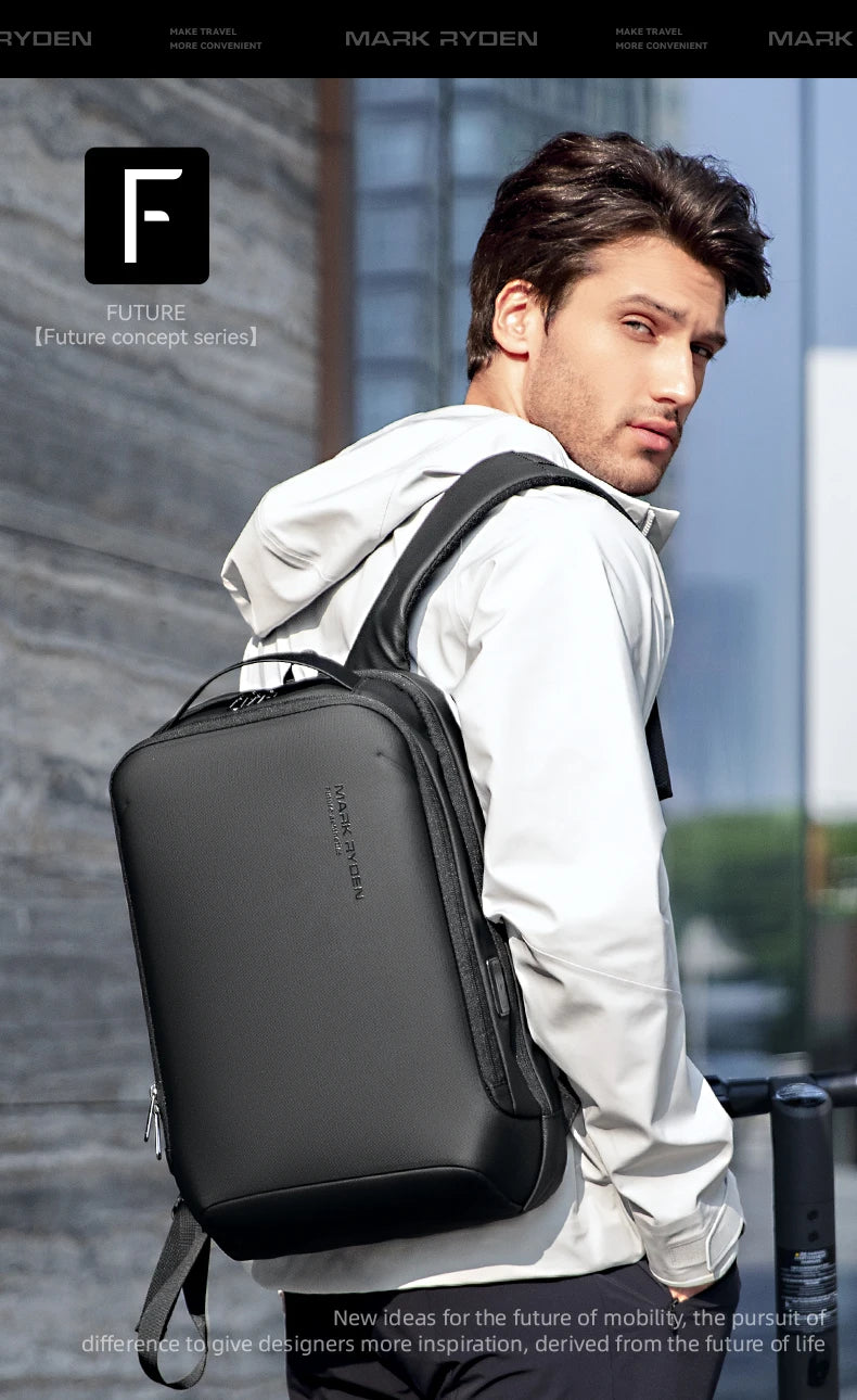 Mochila Slim para Notebook MARK RYDEN – Business Minimalista com Zíper YKK e USB