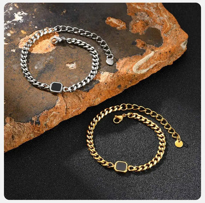 Pulseira Masculina Vnox Ajustável – Aço Inoxidável com Design Hexagonal Polido