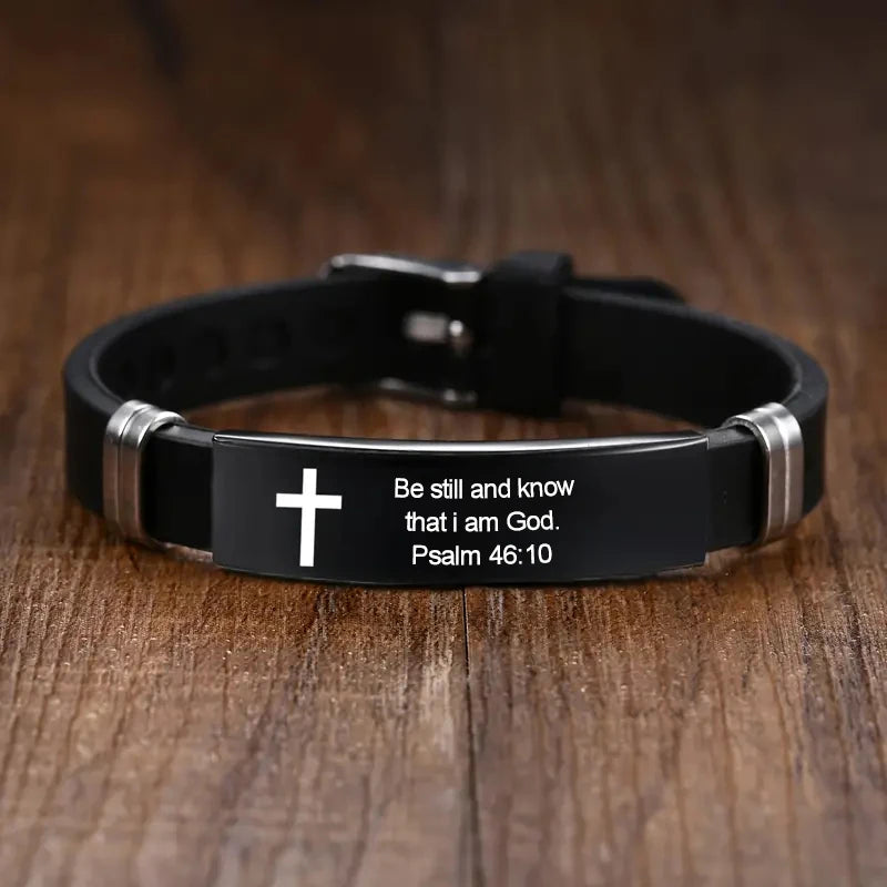 Pulseira Cristã com Cruz e Versículo Bíblico – Fé, Estilo e Inspiração