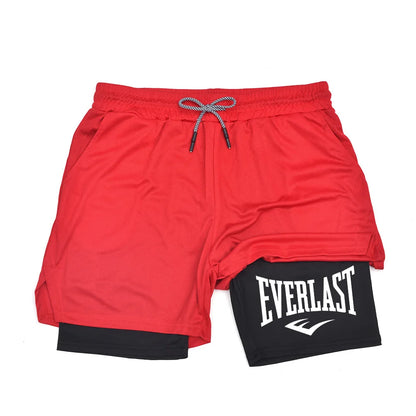 Short Masculino Esportivo EVERLAST 2 em 1 – Compressão, Performance e Secagem Rápida
