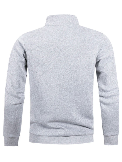 Suéter Masculino de Outono com Zíper e Gola Alta – Quente, Casual e Fashion