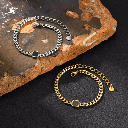 Pulseira Masculina Vnox Ajustável – Aço Inoxidável com Design Hexagonal Polido