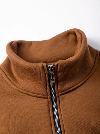 Suéter Masculino de Outono com Zíper e Gola Alta – Quente, Casual e Fashion