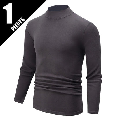 Camiseta Masculina Manga Longa Gola Semi Alta – Base Fashion para Outono e Inverno