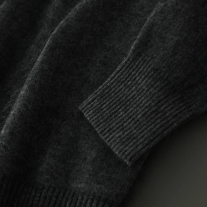 Suéter Masculino 100% Cashmere de Mink com Decote V – Luxo, Conforto e Aquecimento Superior