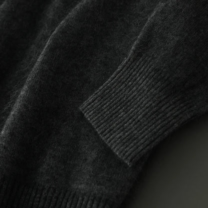 Suéter Masculino 100% Cashmere de Mink com Decote V – Luxo, Conforto e Aquecimento Superior