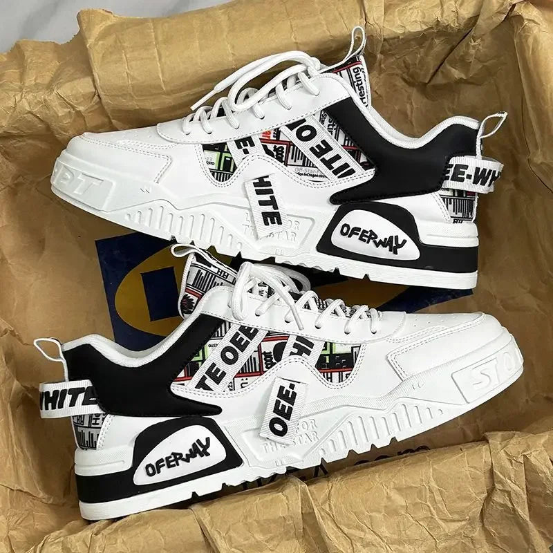 Tênis Masculino Casual Fashion em Couro – Esportivo, Skate & Outdoor