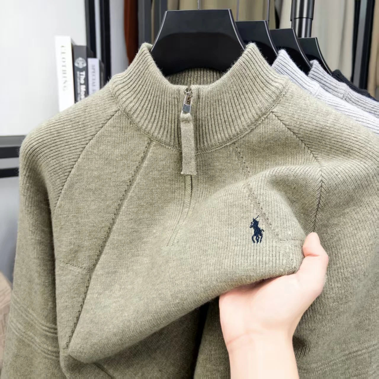 Suéter Masculino Luxo Meia-Zíper com Gola Alta – Elegância, Conforto e Estilo Premium