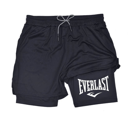 Short Masculino Esportivo EVERLAST 2 em 1 – Compressão, Performance e Secagem Rápida