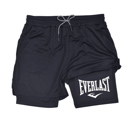 Short Masculino Esportivo EVERLAST 2 em 1 – Compressão, Performance e Secagem Rápida