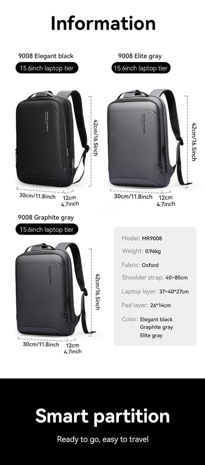 Mochila Slim para Notebook MARK RYDEN – Business Minimalista com Zíper YKK e USB