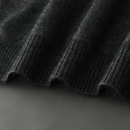 Suéter Masculino 100% Cashmere de Mink com Decote V – Luxo, Conforto e Aquecimento Superior