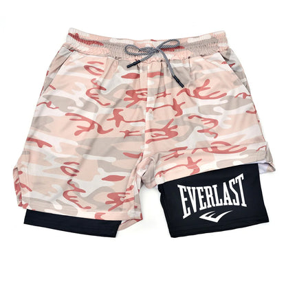 Short Masculino Esportivo EVERLAST 2 em 1 – Compressão, Performance e Secagem Rápida